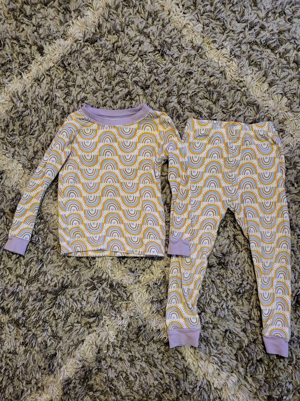 wonder nation Rainbow Print Pajama Set with Lavender Trim